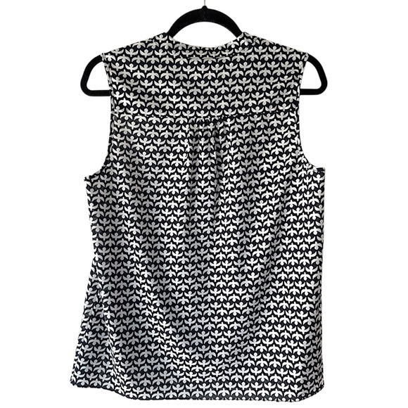 J CREW | NWOT SLEEVELESS TUXEDO TOP NAVY BLUE & WHITE BIRD PRINT | SIZE: 8 - Picture 6 of 8
